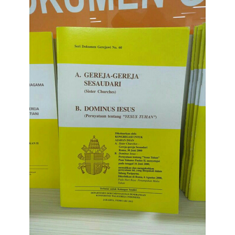 Jual Seri Dokumen Gerejawi No. 60: A. Gereja-gereja Sesaudari (Sister ...