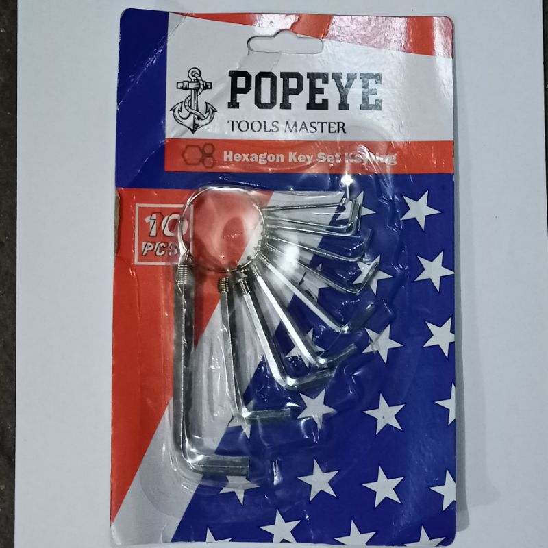 Jual POPEYE Kunci L Set Pendek 10 pcs | Shopee Indonesia