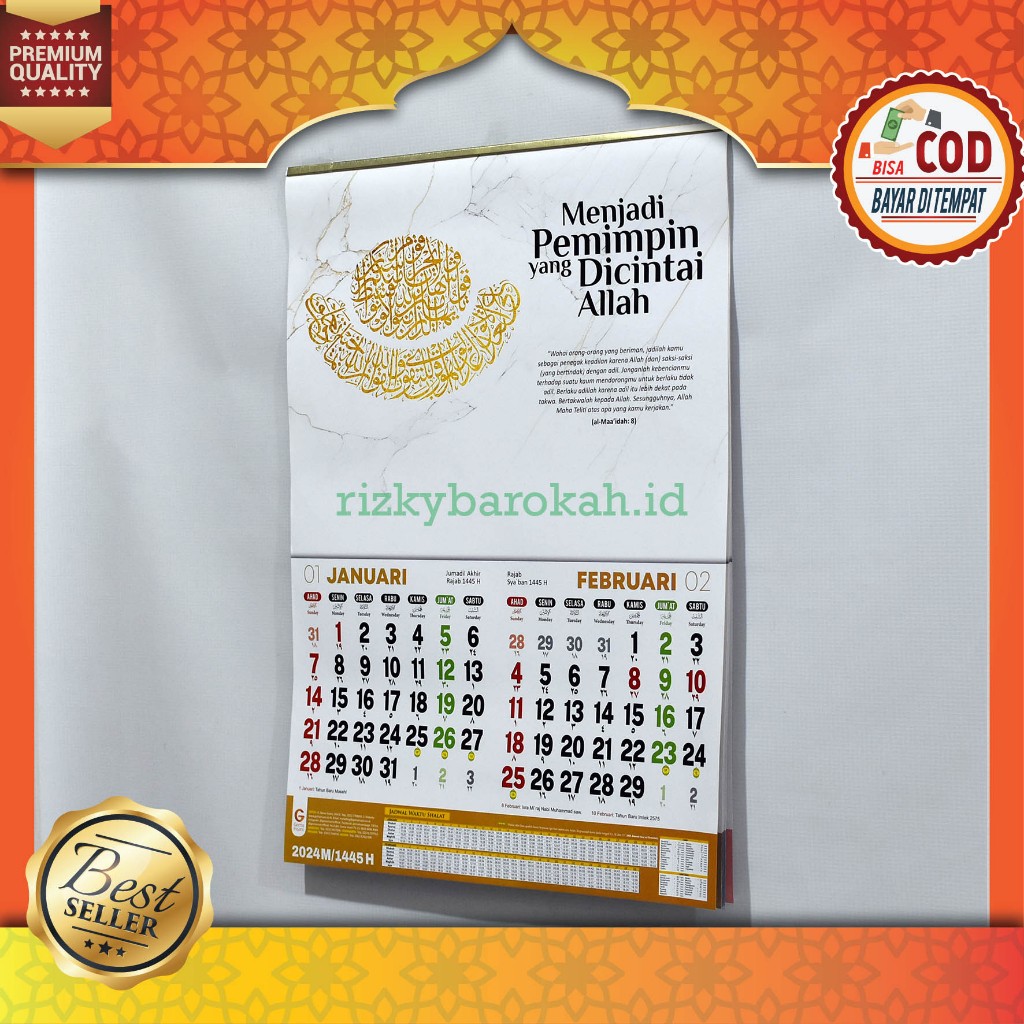 Jual Kalender Kaligrafi 2024 Harian Muslim Dinding Hijriyah & Masehi ...