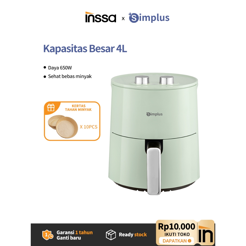 Jual 【INSSA x Simplus】Air Fryer 4L Low Watt 650W Peralatan Penggorengan
