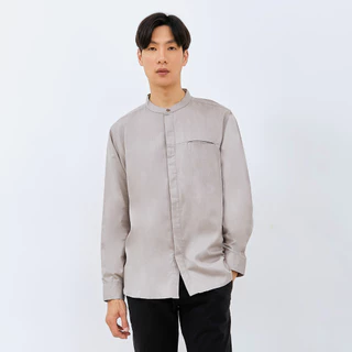 M231 Kemeja Pria Koko Shanghai Polos Soft Twill Panjang Abu 1971F