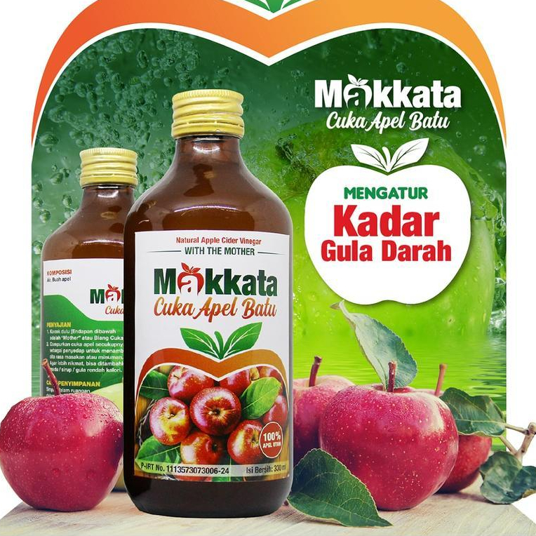 Jual Cuka Apel Batu Malang Makkata Original Organic Apple Cider Vinegar Original Apel Utuh