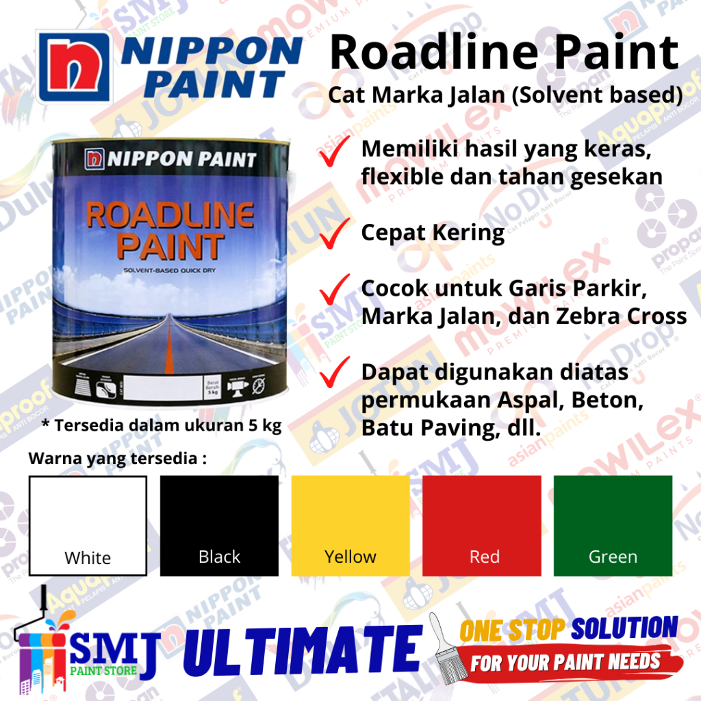 Jual Cat Marka Garis Jalan / Parkir NIPPON ROADLINE warna Kuning Yellow