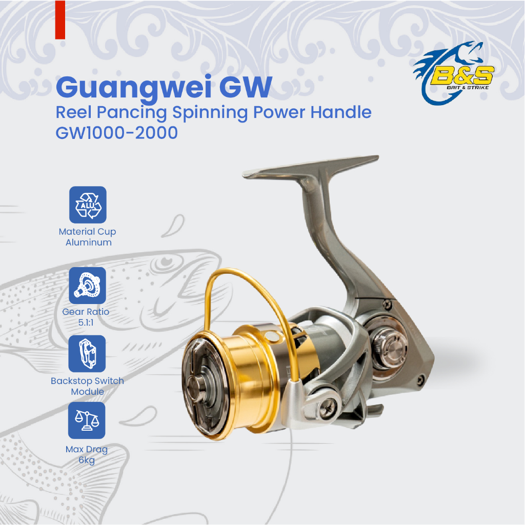 Jual Reel Pancing Spinning Power Handle Guangwei GW Ukuran 1000 – 2000 ...