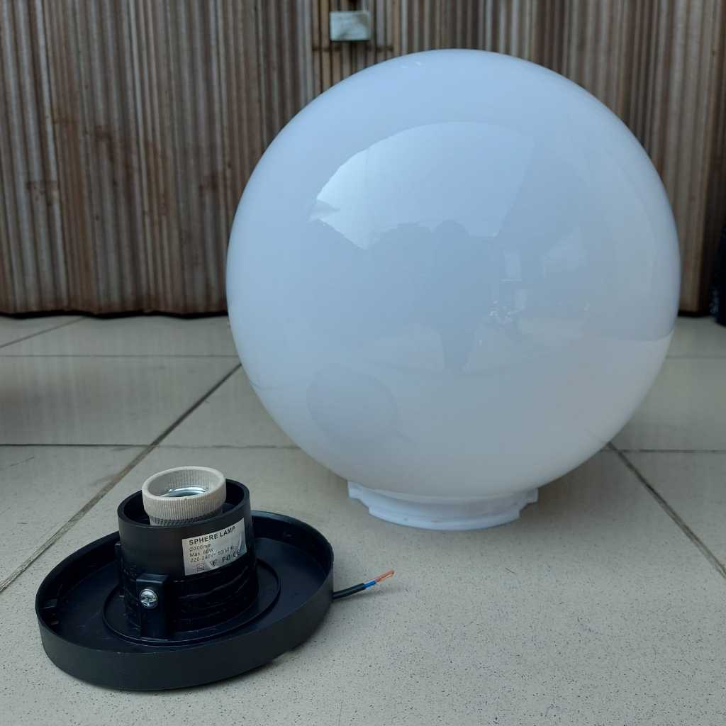 Jual Kap Lampu Taman Bulat 12 Inch E27 Outdoor Putih Lampu Taman ...