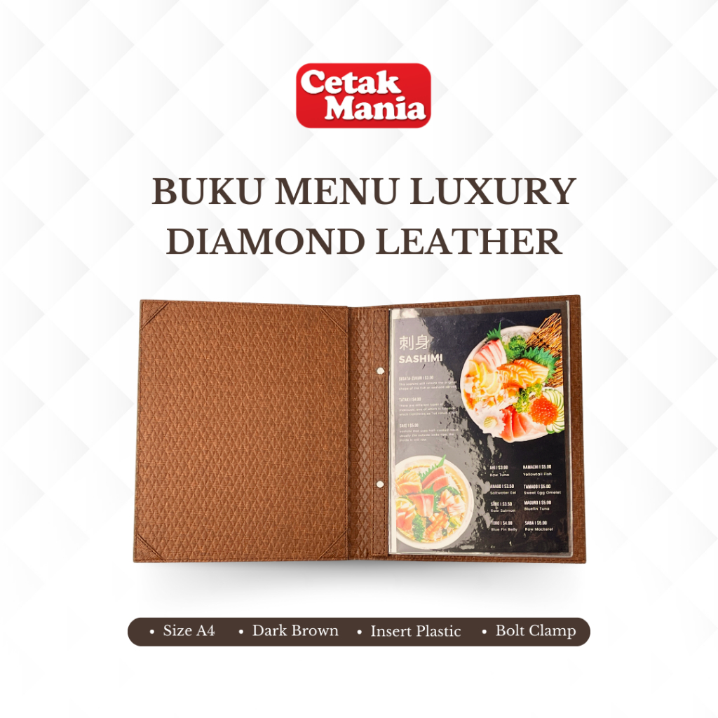 Jual Buku Menu Kulit Luxury model jepit baut isi plastik A4 mika - Cafe ...