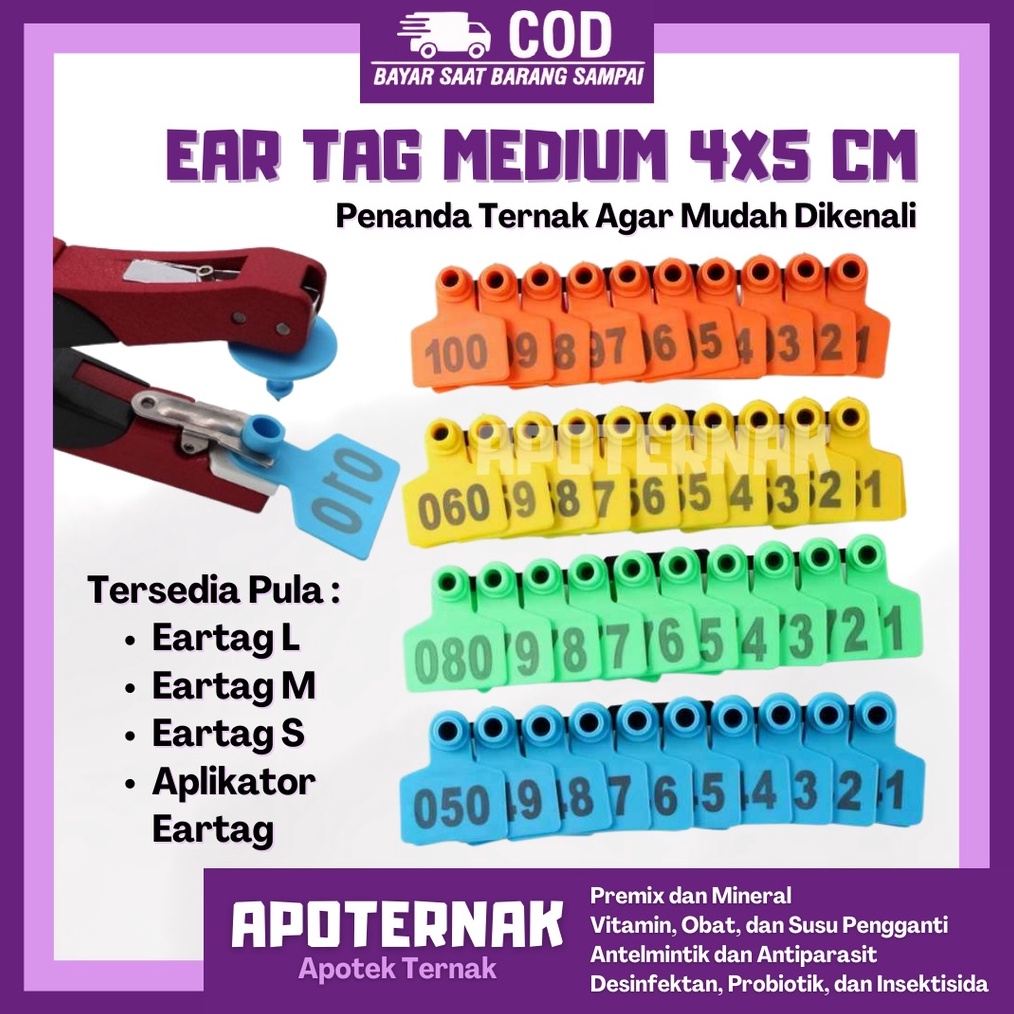Jual MALL EAR TAG Ukuran SEDANG 4x5 cm @100 pcs | Anting Nomor Penanda ...