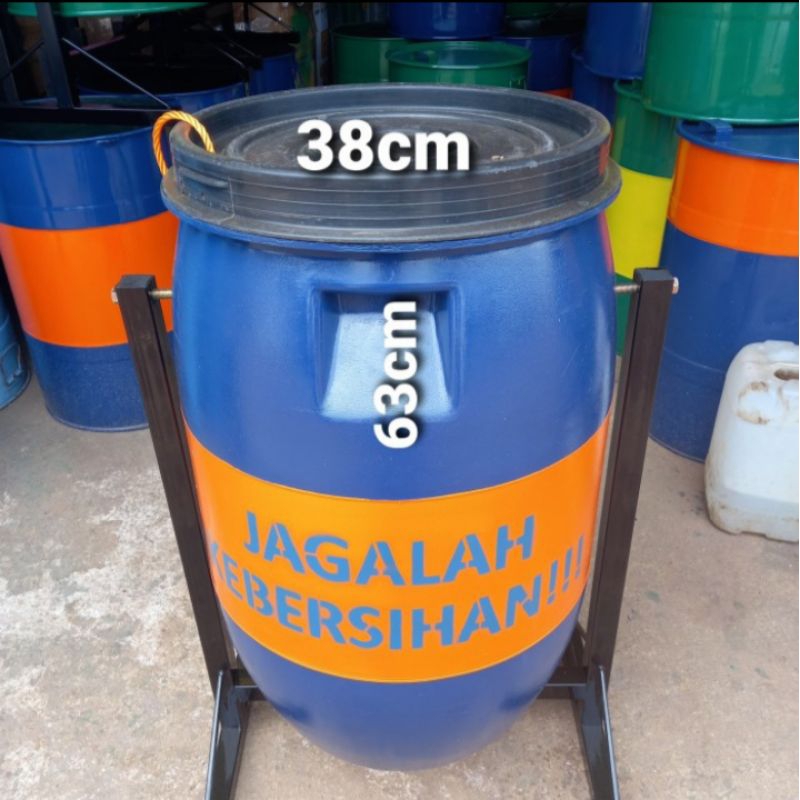 Jual Tong Sampah Drum Plastik Liter Tiang Gantungan Tong Drum Tempat Sampah Shopee Indonesia