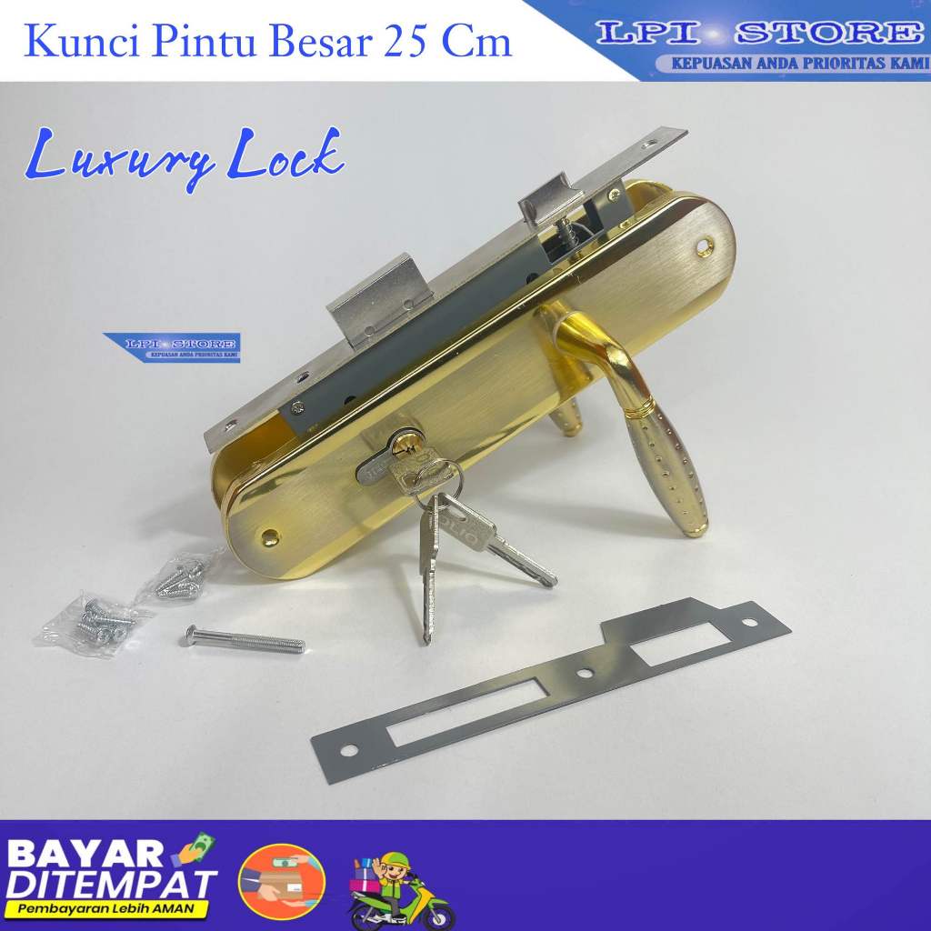 Jual Kunci Pintu Besar Full Set 25cm Gold Silinder Kumplit Satu Set