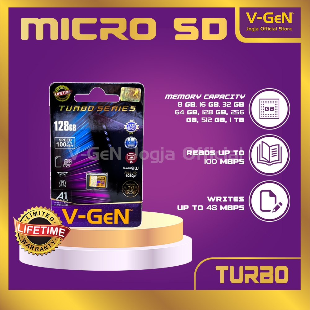 Jual Micro SD V-GeN Turbo 8GB, 16GB, 32GB, 64GB, 128GB NA Original