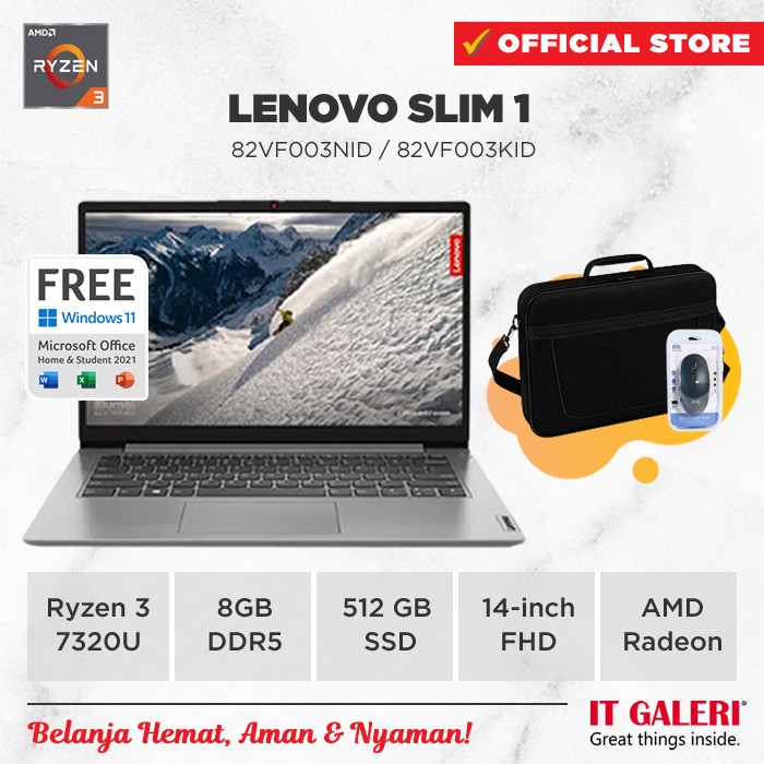 Jual [Cashback 5% s/d 1JT] Lenovo IdeaPad Slim 1 14AMN7-82VF005FID /AMD
