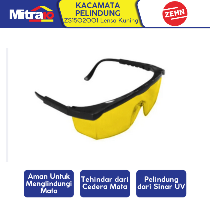 Jual Kaca Mata Safety Kuning - Cahaya Redup - Zehn | Shopee Indonesia