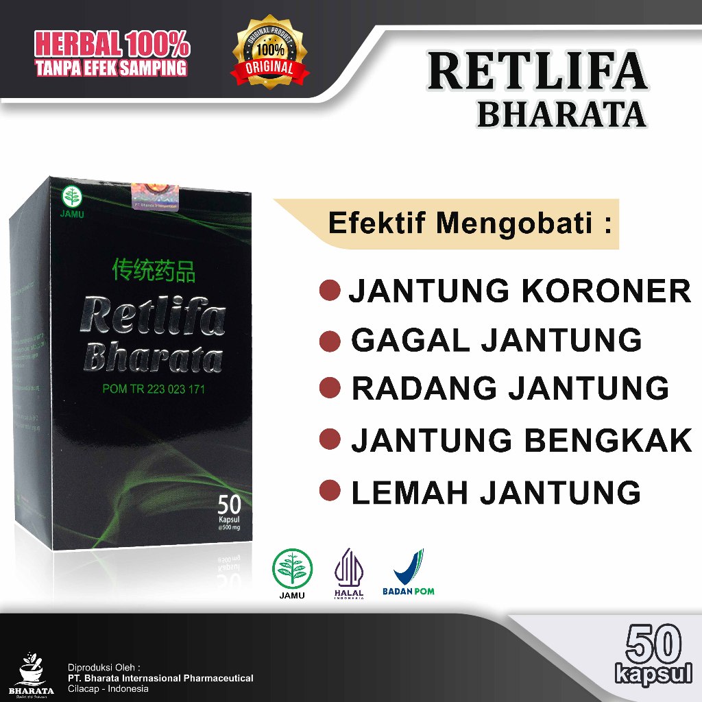 Obat Jantung Ampuh RETLIFA BHARATA Original Obat Jantung Bengkak Koroner Penyumbatan Arteri Jantung