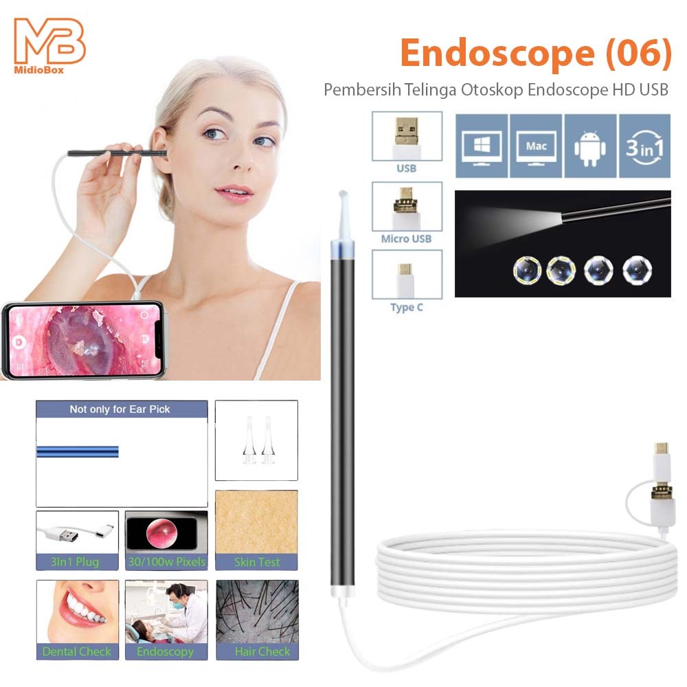 Jual Kamera Endoskopi Pembersih Telinga Otoskop Endoscope HD USB