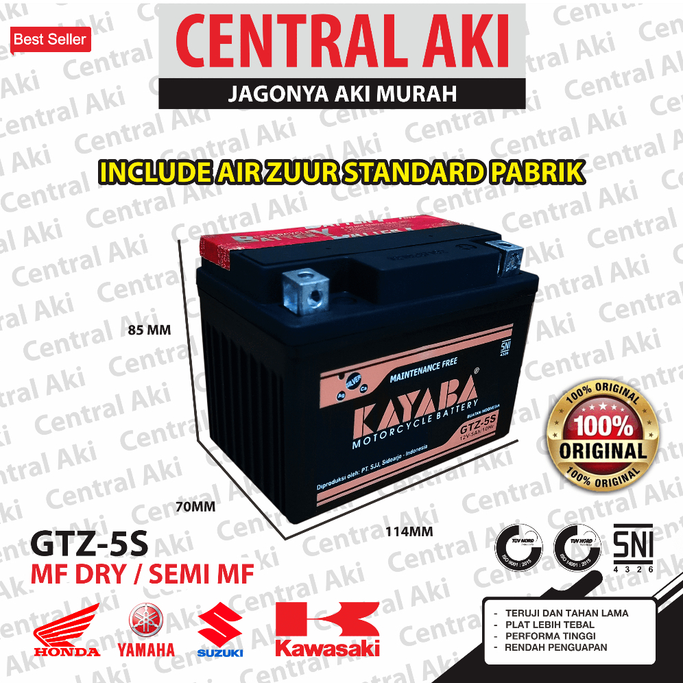 Jual Aki Motor KAYABA MF GTZ5S ORIGINAL MIO SOUL MIO J REVO BEAT FI ESP