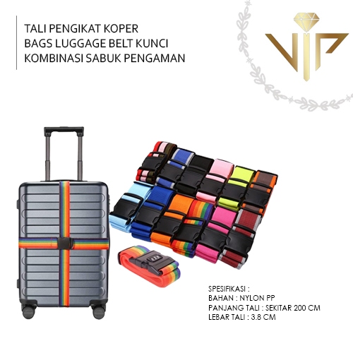 Jual VIP TALI PENGIKAT KOPER BAGS LUGGAGE BELT KUNCI KOMBINASI SABUK ...