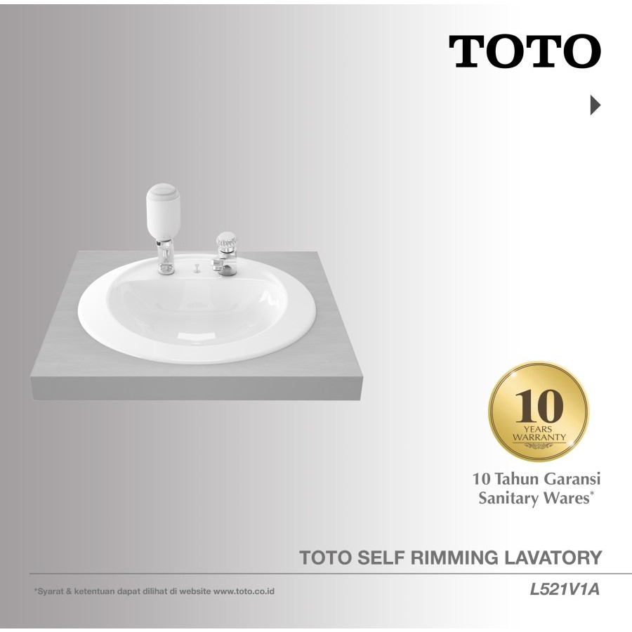 Jual TOTO Self Rimming Lavatory 2 Tap Holes / Wastafel L521V1A | Shopee ...