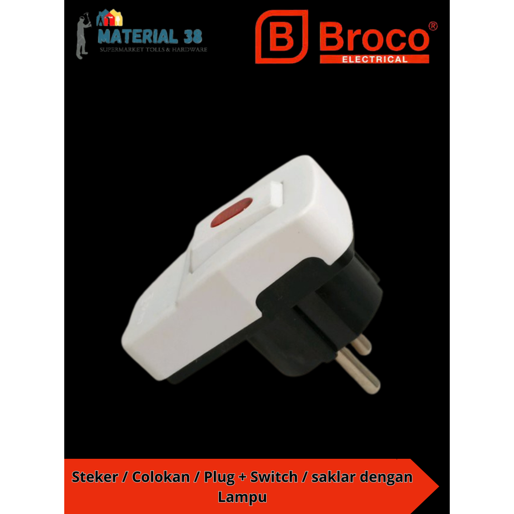 Jual Steker Colokan Lampu Broco Steker Switch on off dengan sakalar ...