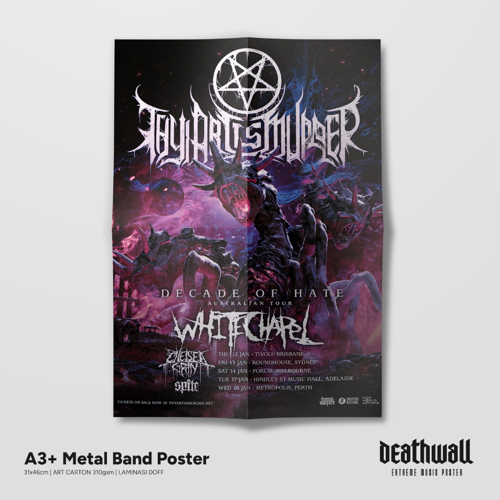 Jual Poster Band Metal THY ART IS MURDER Tour Event - A3+ Art Carton ...