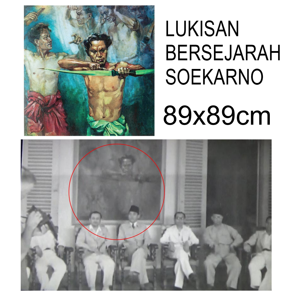 Jual Poster lukisan Memanah Sejarah Soekarno 89x89cm | Shopee Indonesia