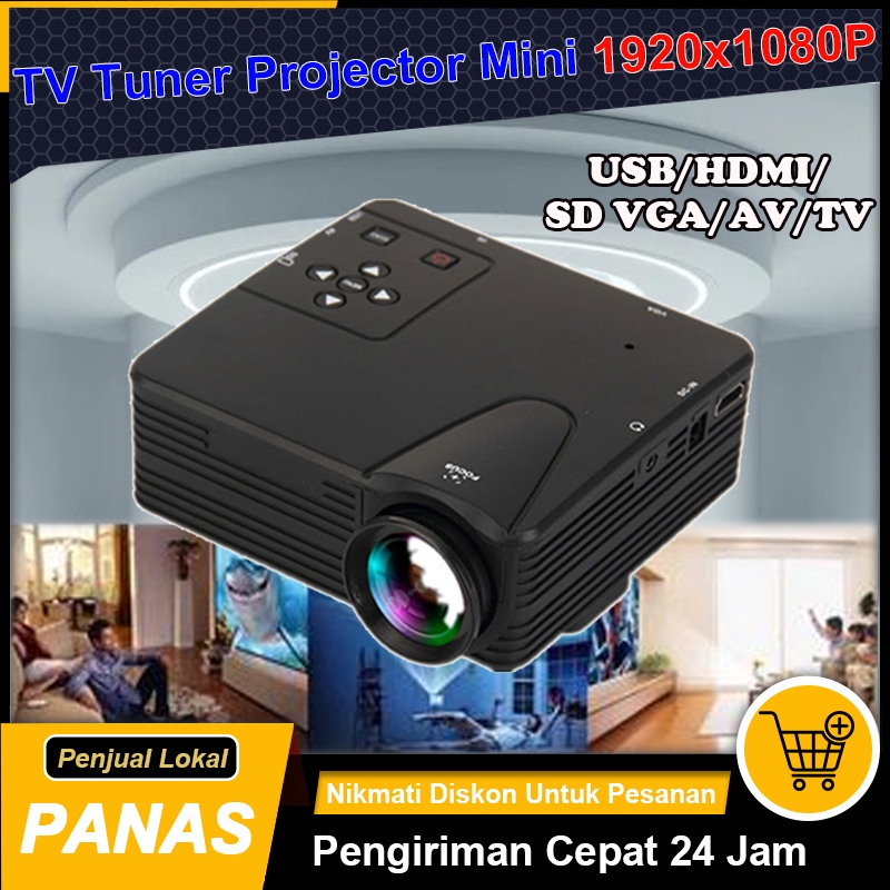 Jual Nippy Proyektor TV Tuner Projector Mini Proyektor 1920x1080p Support USB/HDMI/ SD VGA/AV/TV