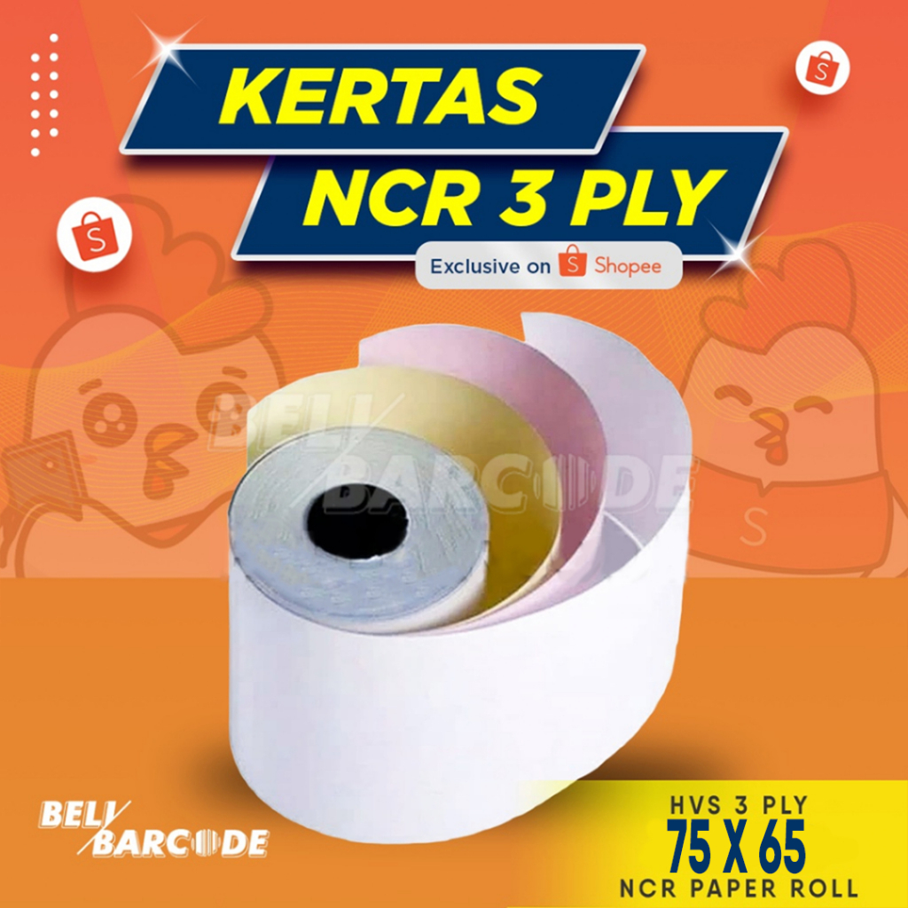 Jual Kertas Ncr 75x65 Struk Kasir 3ply Hvs Printer Dot Matrix 75 X 65 3