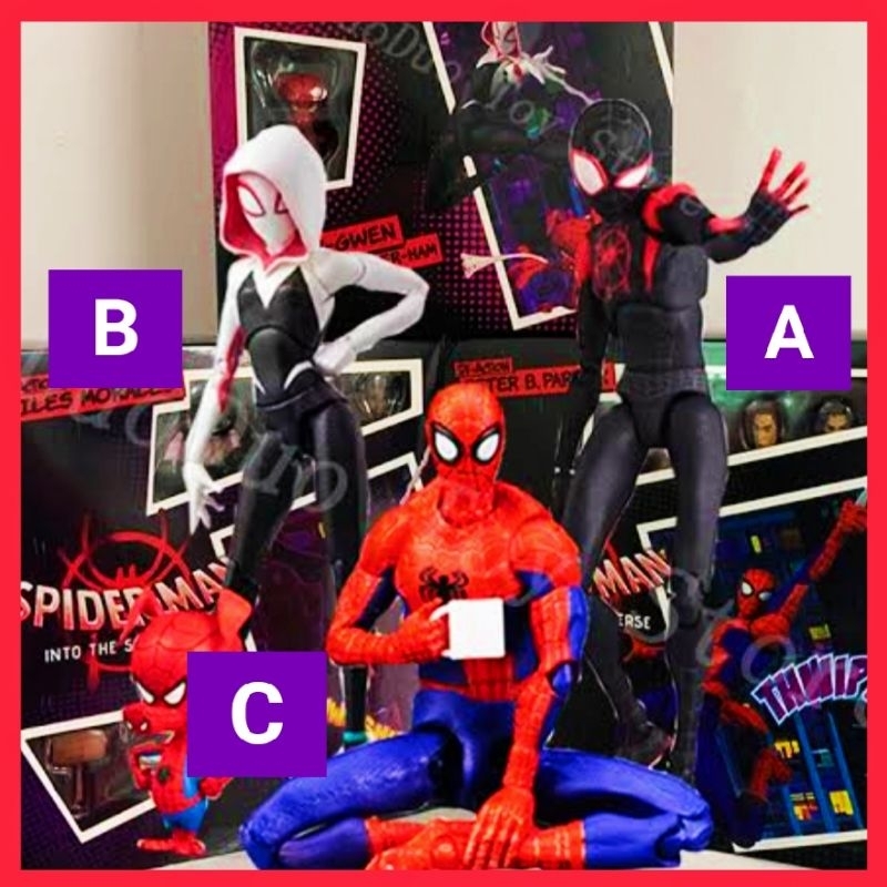 Jual SpiderMan Figure Miles Morales,Gwen,Peter Parker SpiderVerse ...