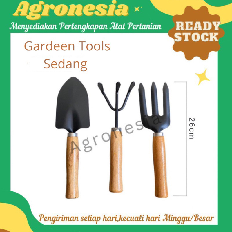 Jual Sekop Set Kayu Sedang isi 3pcs garden tools/Gardentools Sedang ...