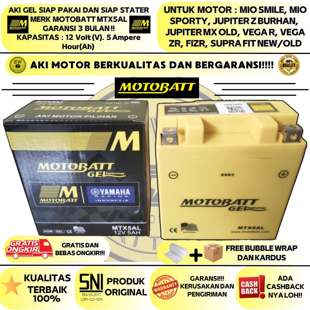 Jual AKI MOTOR MIO SPORTY, MIO SMILE, VEGA R/ZR, JUPITER Z BURHAN