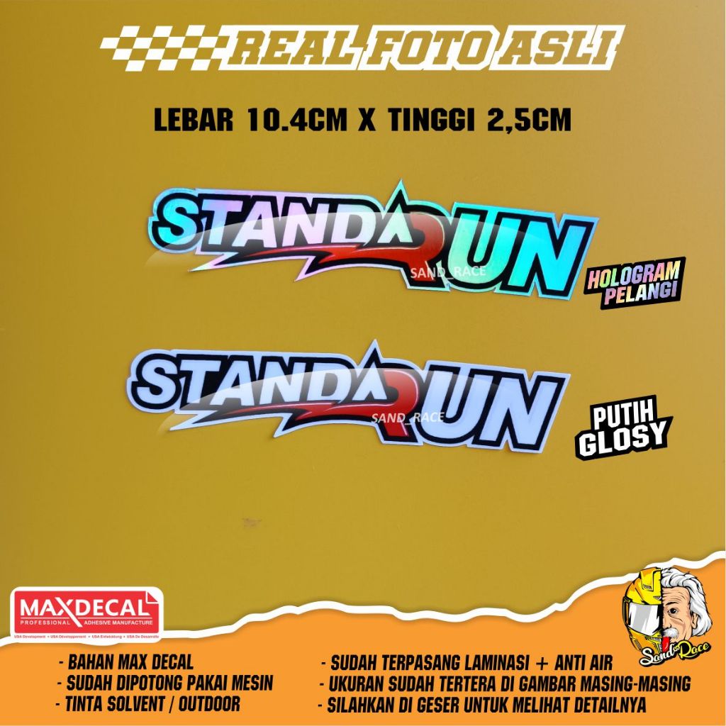 Jual stiker motor standar run print cutting hologram / sticker helm ...