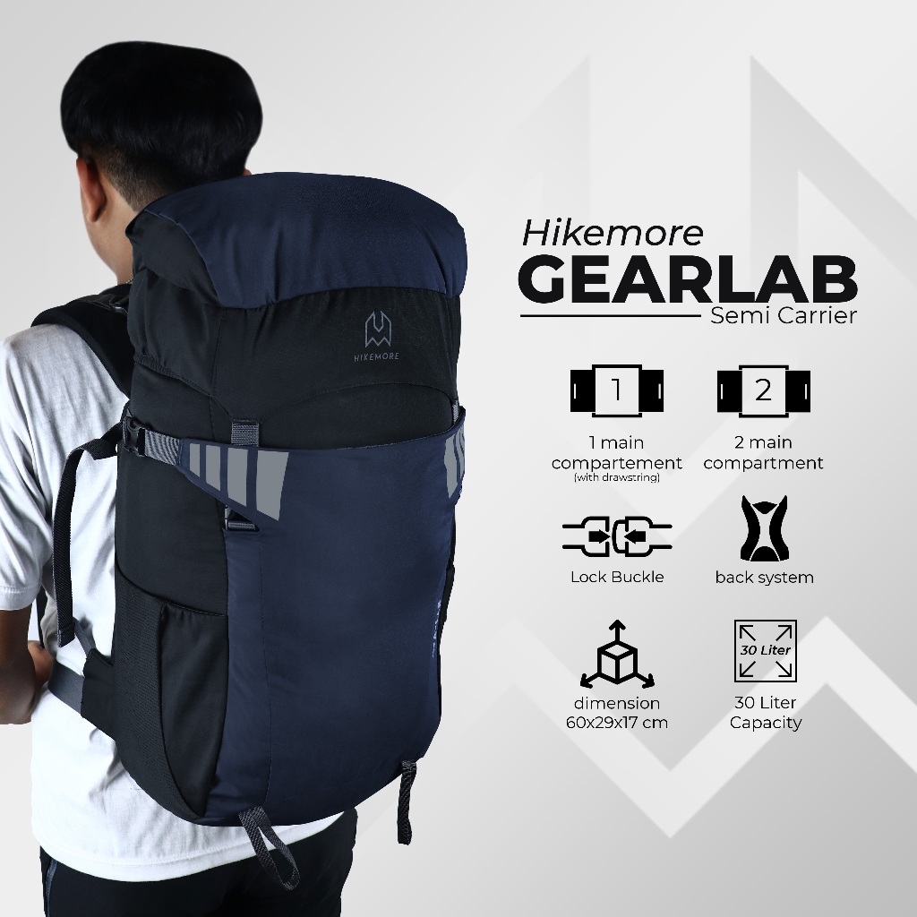 Jual Hikemore Backpack Pria Semi Carrier Travelling Outdoor Gearlab 30