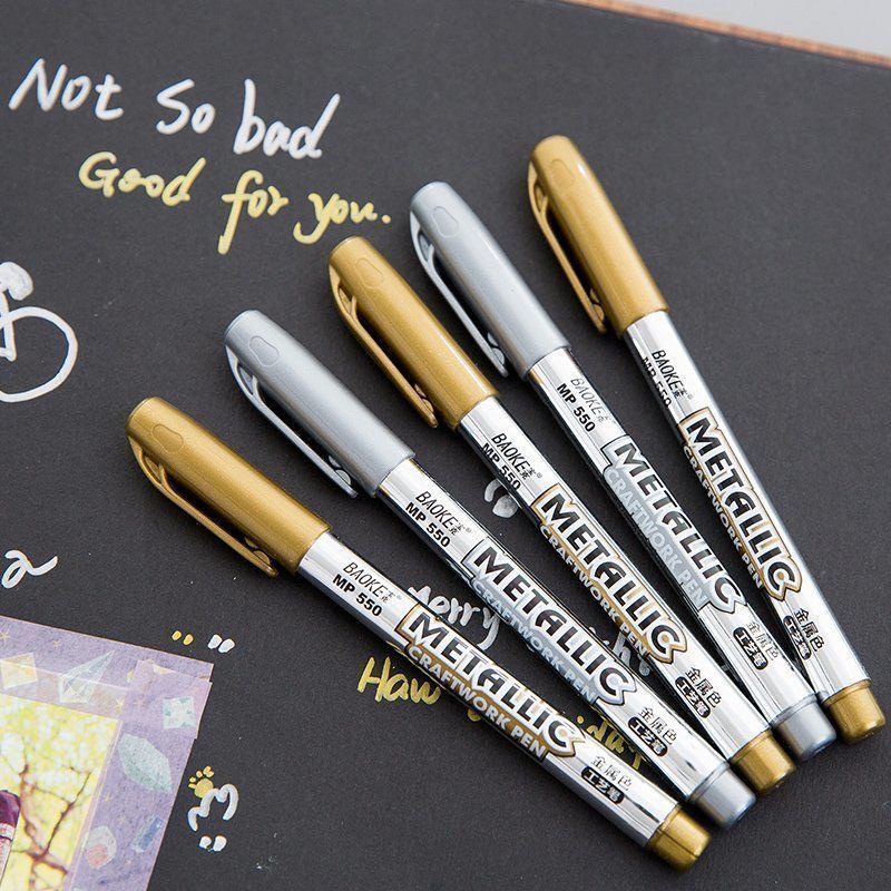 Jual Metallic Pen Baoke Gold and Silver Pen-Spidol Metalik Emas dan ...