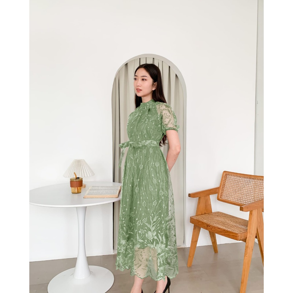 Jual ANNABELLE M L XL Dress Pesta Kondangan Natal Brokat Tile Simple ...