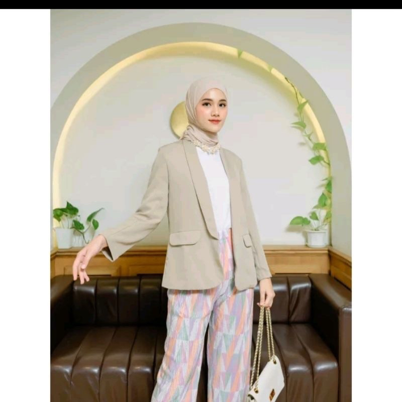 Jual Long Blazer Scuba Prem Tanpa Kancing Wanita Kekinian Shopee Indonesia