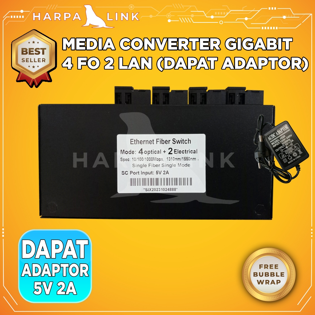 Jual Media Converter 4 FO 2 LAN 4 SC 2 RJ45 Gigabit 1000 Mbps Body ...