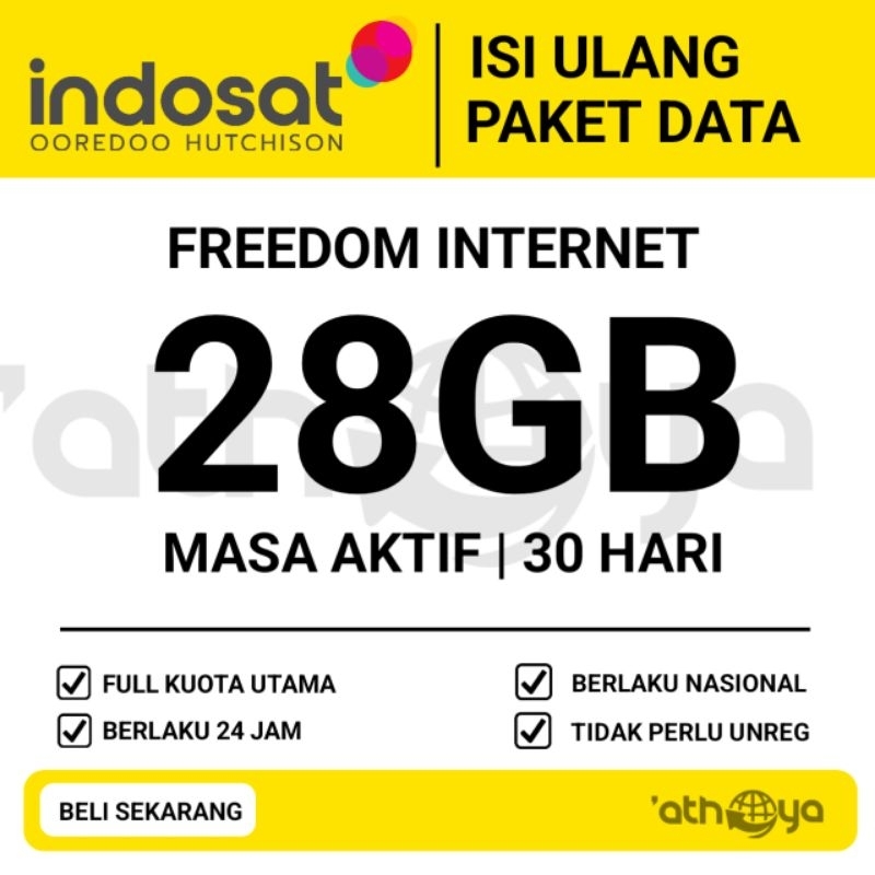 Jual KUOTA INDOSAT FREEDOM INTERNET 24 JAM 30 HARI Paket data IM3