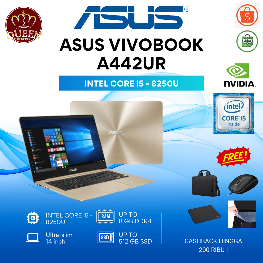 Jual ASUS A442UR CORE i58250U NVIDIA MX930 8GB RAM HDD 1 TB
