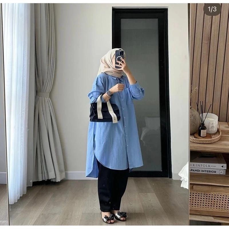 Jual Kemeja Long Tunik Kattun Linen Kemeja Oversize Kemeja Linen Panjang Shopee Indonesia