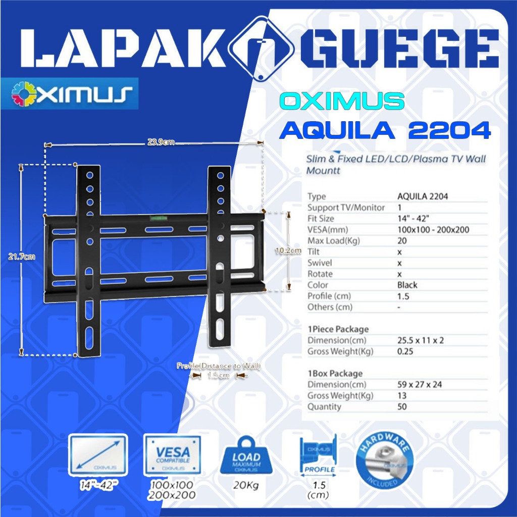 Jual Bracket Tv Led Lcd Monitor Oximus Aquila Wall Mount