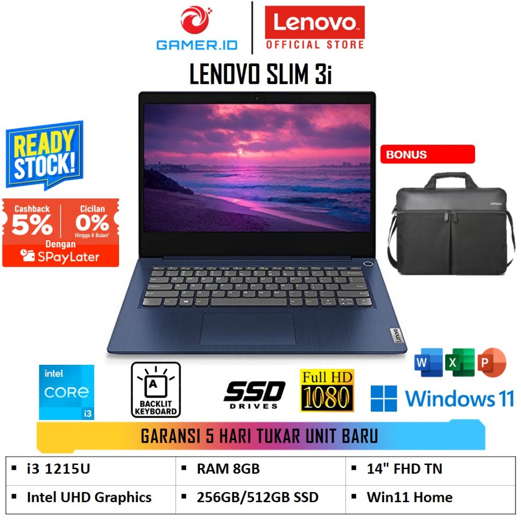 Lenovo IdeaPad Slim 3-14IAU7 CYID – Arctic Grey [i3 1215U-8GB-SSD 512GB] 