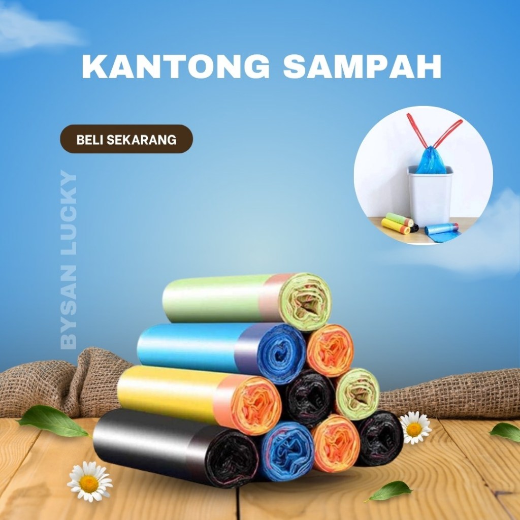 Jual Kantong Sampah Tali Isi 15 Lembar 45x50cm Plastik Sampah Gulung Roll Shopee Indonesia 1993