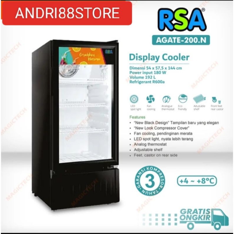 Jual RSA SHOWCASE 1 PINTU 192 LITER 3 RAK AGATE-200N | Shopee Indonesia