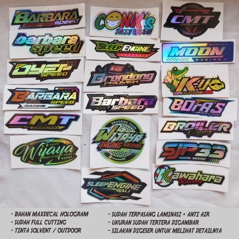 Jual sticker bengkel balap terbaru viral / sticker bengkel hologram ...