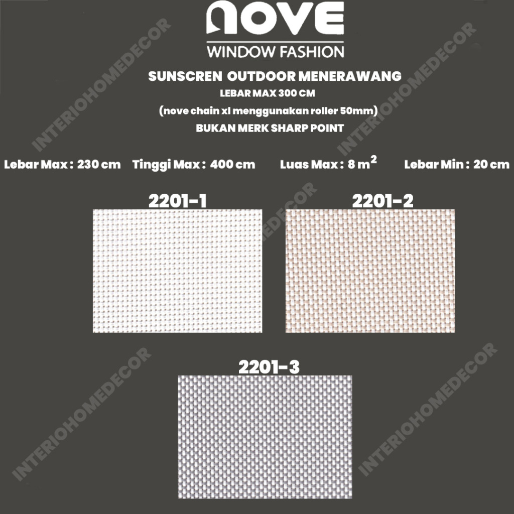 Jual Roller Blind Outdoor SHARP POINT / Tirai Outdoor Tahan Air Hujan ...