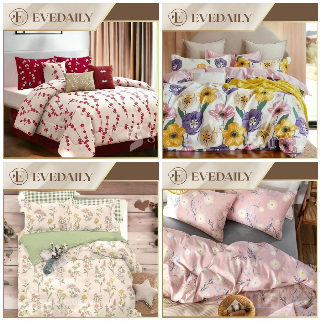 Jual Bed Cover Set Flower - Ukuran Lengkap 90x200 - 200x200 - Evedaily ...