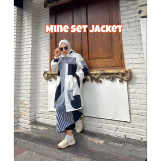 One set rok + jaket bomber cargo zahra setelan set rok terbaru korean