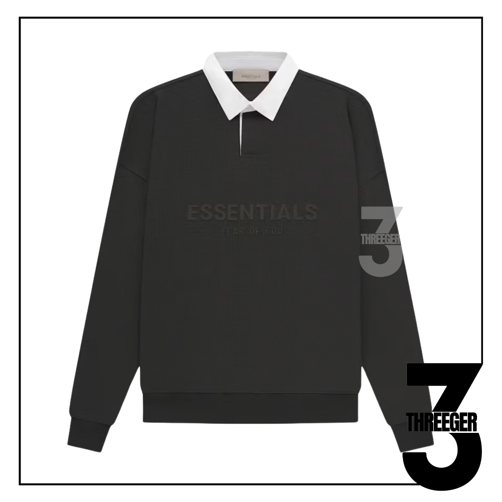 Jual Essentials Fear Of God Waffle Henley Rugby Off Black Original ...