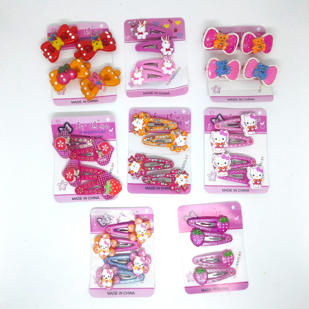 Jual Harga/4pcs, jepitan rambut anak hello kitty, teddy bear dan buah ...