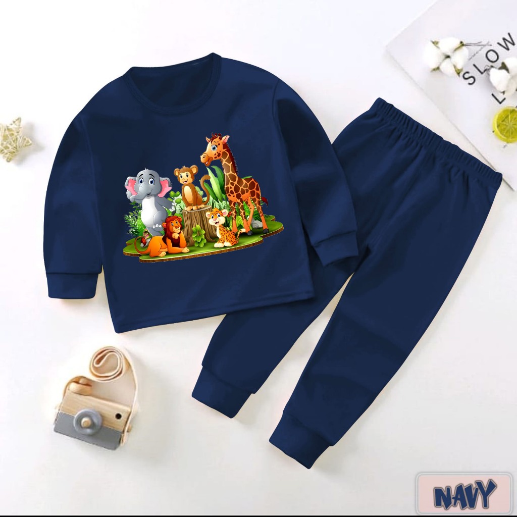 Little M Print Animals Sketch Pakaian Setelan Bayi
