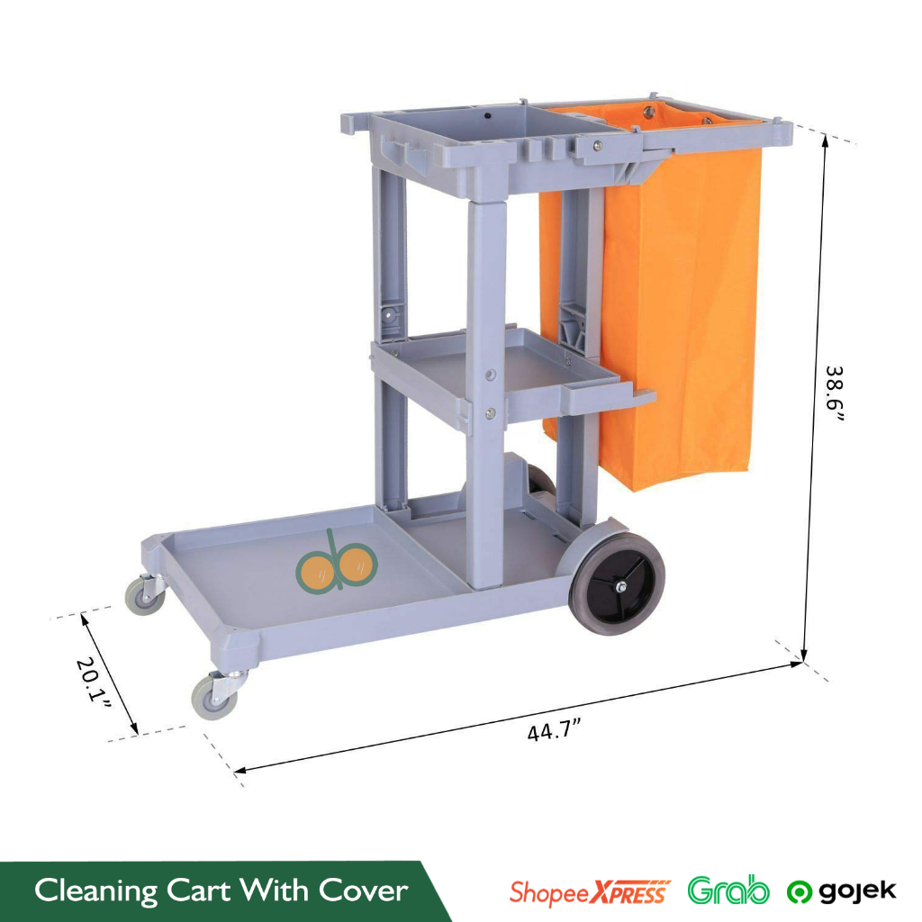 Jual Cleaning Cart With Cover Multipurpose Janitor Trolley Kebersihan